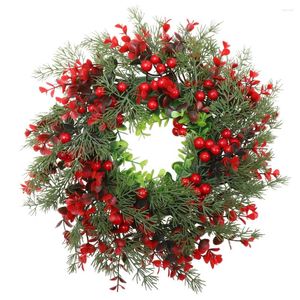 Fleurs décoratives de Noël Berry Family Couronne avec baies artificielles Verries Jésus-Christ suspendues Garland Noël Porche avant Porche