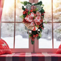 Decoratieve bloemen Kerstmis Candy Cane Swag Rood en Wit met omgekeerde boomkransen voor buitentuinwanddecoratie