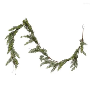 Decoratieve bloemen Kerstmis Ceder Garland Greenery Plant voor Kerstmis Halloween Winter Decor Boom Open haard Trap Deur Binnenplaats Decoratie