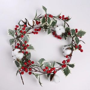 Fleurs décoratives de Noël de coton de coton simulation de rotin feuille de rotin artificiel garland plants de grenouille