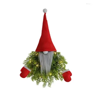 Fleurs décoratives de décor de Noël ornements de couronne de couronnes LED GARLANDS GARLANDS SANTA SNOWMAN TREE PENDANT Ornement pour la fenêtre G5ab