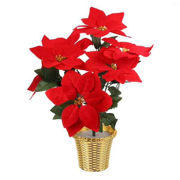 Fleurs décoratives décoration de Noël faux artificiel fête parure poinsettia potted