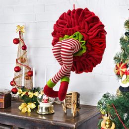 Flores decorativas Decoración navideña Guirnalda Piernas de elfo Colgando Puerta y ventana Adornos de pared Año Vacaciones Suministros Decoración para el hogar Navidad
