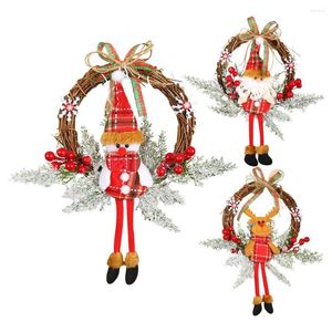 Decoratieve bloemen Kerstdecoraties krans kunstmatige kerstman cartoon poppendeur hangende Engelse brieven dode tak rattan slingers