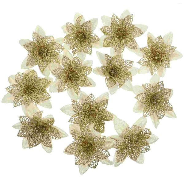 Fleurs décoratives décorations de noël arbre creux simulé maison suspendus oignon rose (blanc coloré) 12 pièces