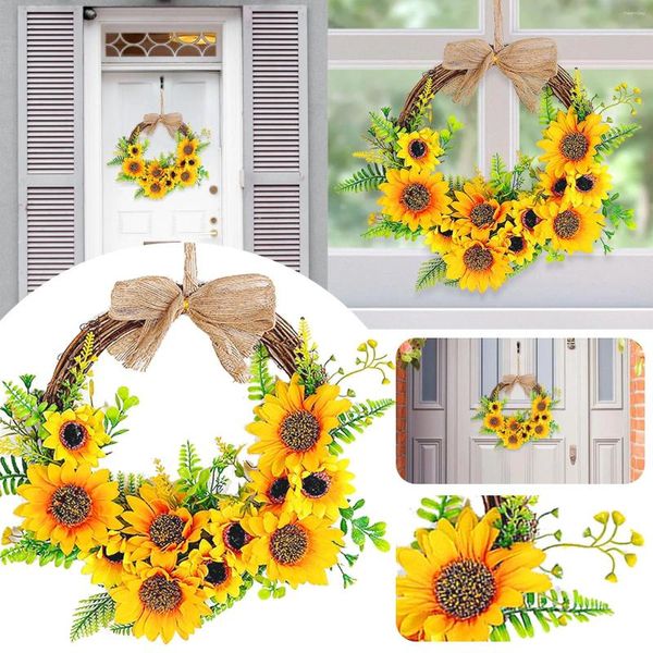 Fleurs décoratives décorations de Noël Door Simulation intérieure et fêtes Roard Sunflower Decoration Flower Flower Courure d'été