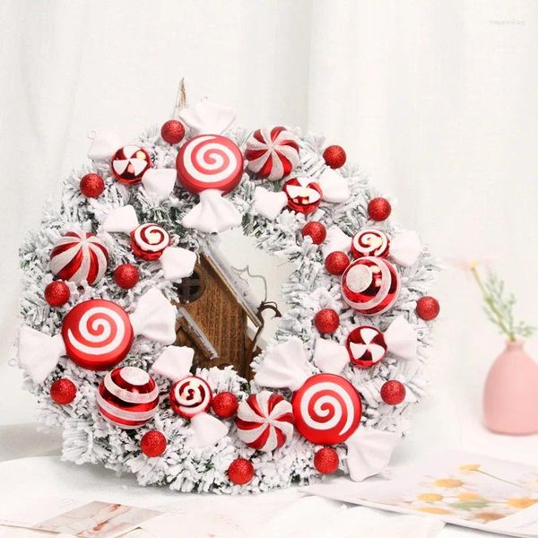 Fleurs décoratives décorations de Noël 40 cm simulation de bonbons porte couronne de couronne de suspension accessoires d'arbre