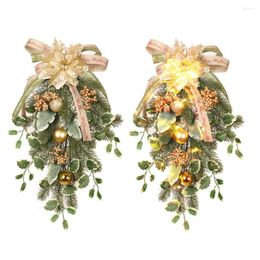 Flores decorativas Corona de puertas de Navidad Ornamento de flor de flor de flor Garland de guirnaldas artificiales Garlands ratán