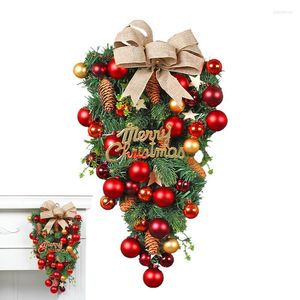 Guirnalda de flores decorativas para puerta de Navidad, bola al revés, adornos de árbol, decoración para el hogar, suministros para fiestas en el interior