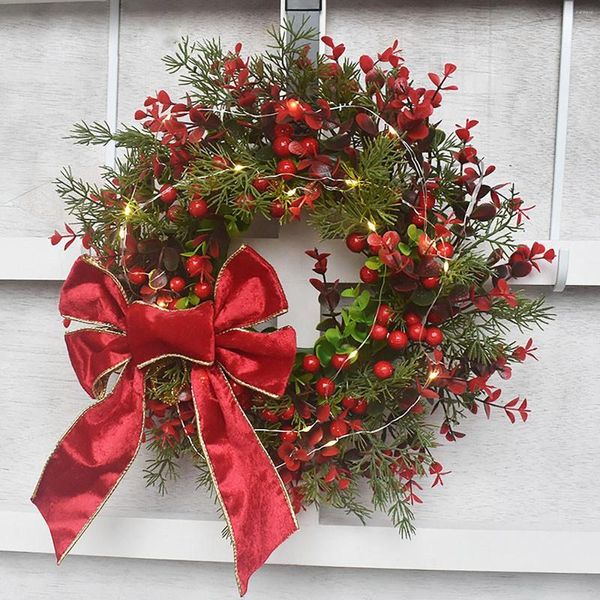 Couronne de fleurs décoratives pour porte de noël, guirlande artificielle, pendentif avant de noël en rotin, anneaux de bougies d'automne pour l'extérieur