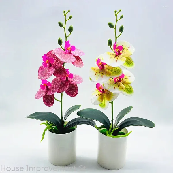 Flores decorativas Navidad falso Phalaenopsis Bonsai plástico pequeñas plantas decoración para sala de estar mesa dormitorio Oficina estante granja