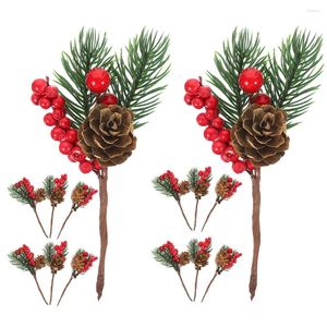 Decoratieve bloemen Kerstmis bloemen pick kunstmatige dennenkegel nagelborstels simulatieplant ornament