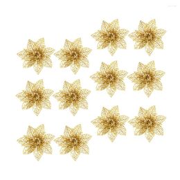 Fleurs décoratives ornements de fleurs de Noël creux de paillettes artificielles de Noël décoration de fête (vert clair)