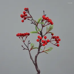 Fleurs décoratives mousse de Noël argent argent or randonnée de brindille haricot rouge pour bricolage pour le bricolage de fleur arbout à la main décoration
