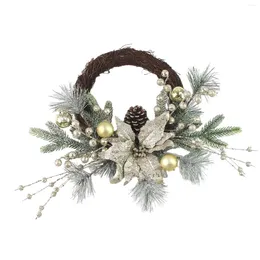 Couronne de fleurs décoratives pour porte d'entrée de noël, décoration d'hiver en rotin pour mur de mariage, décoration intérieure de ferme et de maison