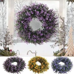 Decoratieve bloemen Kerstslinger Kunstmatige lavendelkransen Nepbloem Voordeurkrans Hangende planten voor decoratie