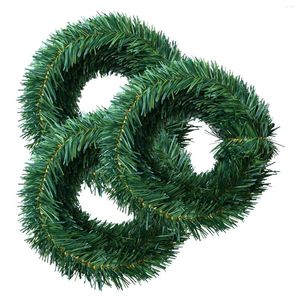 Flores decorativas Garlandia Garland Artificial Green Pine Garlands Decoraciones de fiesta de bodas suaves (6 rollos por rollo 18 pies)