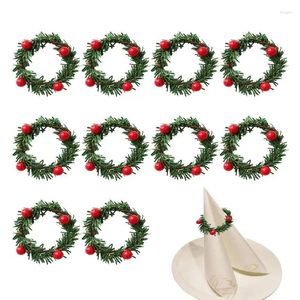 Decoratieve Bloemen Kerst Guirlande Rode Bes Wijnstok 10 Stuks Servetringen Voor 2024 Jaar Home Decor Bruiloft Ornament Feestdecoratie