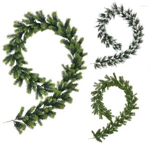 Guirlande de fleurs décoratives de noël vertes, décoration de vacances en pin artificiel pour cheminées extérieures ou intérieures, décorations de fête