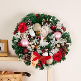 Decoratieve bloemen Kerstmishangende krans ring rop tuin hek muur festival bal eland dennen naald decoratie kerstcadeau