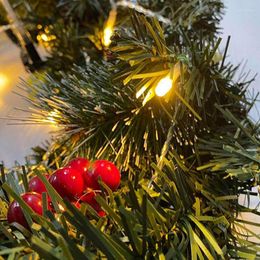 Fiori Decorativi Di Natale Coni Di Bacche Di Aghi Di Pino Artificiali Con Luce LED Per La Decorazione Della Parete Della Porta Del Giardino Esterno