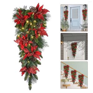 Decoratieve bloemen Kerst Led krans Decoratie Draadloze Prelit Trap Licht omhoog Garlands Navidad Jaar 2022 Gift Guilande Noel Noel