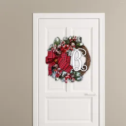Flores decorativas, guirnalda de letras navideñas, colgante de puerta americana, simulación de fruta roja, decoración de ratán, decoración de Festival