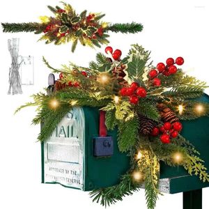 Fleurs décoratives de Noël Boîte aux lettres Couronne LED de pin éclat