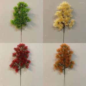 Fleurs décoratives ornements de noël en plastique aiguilles de pin artificielles feuilles de cyprès branche de feuille d'arbre décoration accessoires fête décor de mariage