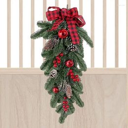 Decoratieve bloemen Kerstmis Pine naald slinger traanontwerp Rustiek kunstmatige voordeur decor winter hanger huizen thuisbenodigdheden