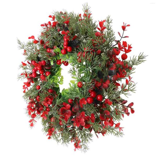 Flores Decorativas Navidad Guirnalda De Bayas Rojas Decoración: Guirnalda De Puerta Delantera De Navidad Adorno Colgante De Pared Año De Vacaciones De Invierno