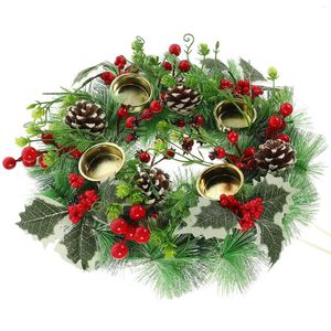 Flores decorativas Corona de anillo de Navidad Ventana de la puerta de la puerta rústica Centro de mesa rústica