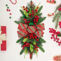 Decoratieve bloemen Kerstsimulatie slinger met lichte touw muur raam hangend ornament Gleamy Prelit trap swag swag swag voor feest