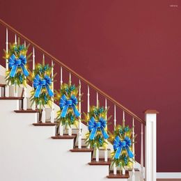 Decoratieve Bloemen Kerst Simulatie Slinger Met Zijden Lint Muur Raam Hangende Ornament Trim Prelit Trap Swag Voor Home Decor