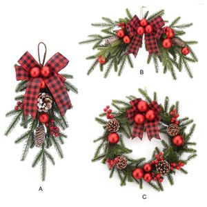 Couronne de fleurs décoratives de noël, pendentifs, guirlande de Simulation d'atmosphère pour décoration de cheminée et d'escalier