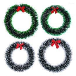 Flores decorativas, cintas de oropel de Navidad, cinta verde, colgante para árbol de Navidad, envío directo