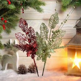 Decoratieve bloemen Kerstboom ornamenten glinsterende glinsterende holle bessen branch Feestelijke feestdecoratie Wedding Prop met kunstmatig