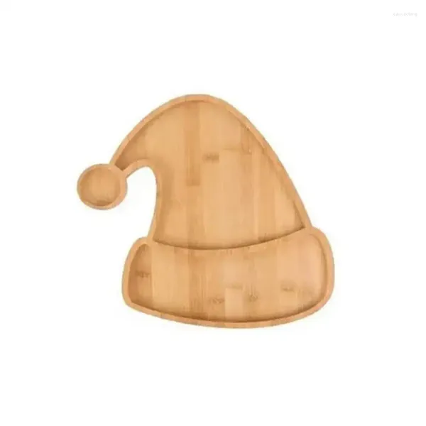 Bandeja de madera decorativa para árbol de Navidad, sombrero de dibujos animados, decoración para aperitivos, joyería, plato para servir fruta, soporte de almacenamiento