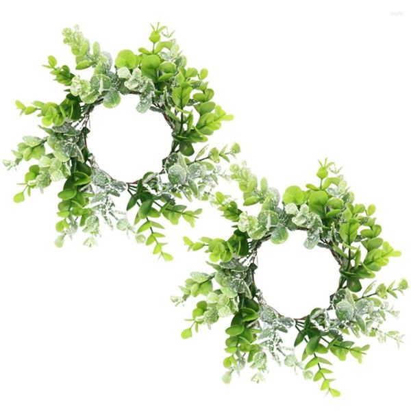 Guirlande artificielle de fleurs décoratives, supports votifs de noël, couronne de feuilles de Simulation d'eucalyptus
