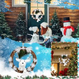 Fleurs décoratives de Noël blanc vieil homme bonhomme de neige carte couronne de rotin décoration pendentif de porte succulente pour spirée de mariée avant