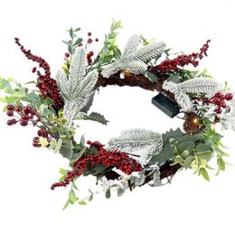 Fleurs décoratives Couronne de Noël 45 cm Garlande de porte artisanale artificielle pour le festival en plein air.