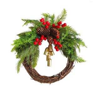Flores decorativas, corona navideña, campana de viento bohemia, colgante de puerta Artificial para decoración del hogar, fiesta
