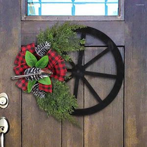 Decoratieve bloemen Kerstmiskrans Decor Feestelijk wiel Geplaaid Bowknot Lepel Pine Cone Indoor/Outdoor