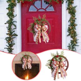 Decoratieve Bloemen Kerstkrans Boerderij Wagenwielen Garland Xmas Deurhangers Ornament 2024 Jaar Cadeau Vrolijk Decor Voor Thuis