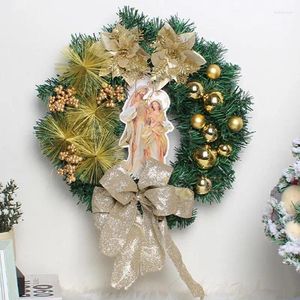 Decoratieve bloemen kerstkrans voor deur herbruikbare hanger gouden bessen ballen Jezus klassiek ornament decor open haard