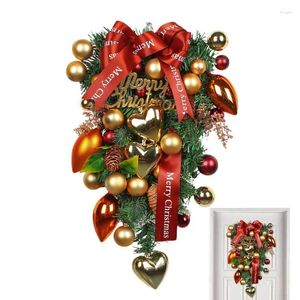 Couronne de fleurs décoratives de noël, porte d'entrée, fenêtre, escaliers, couronnes de joyeuses vacances, décoration de noël pour la décoration extérieure de la maison