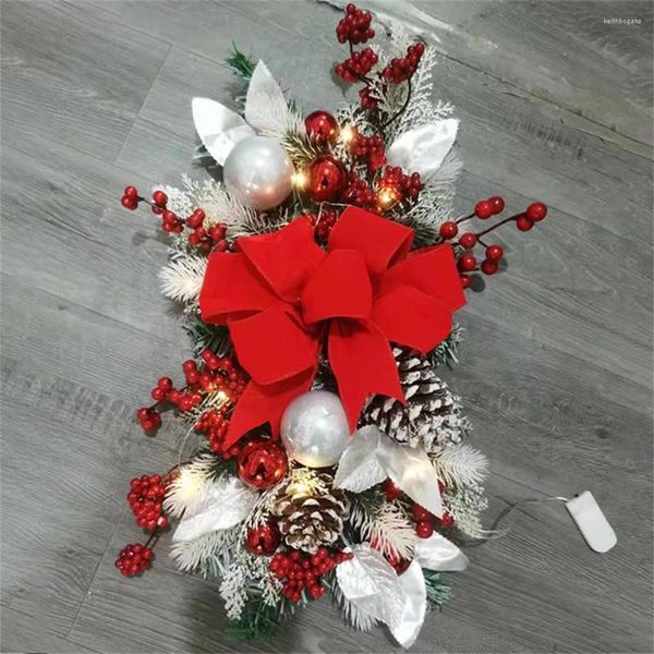 Couronne de fleurs décoratives de noël, 16 pouces, pour porte d'entrée, fenêtre, escaliers, garniture Swag, décoration de vacances, 2023