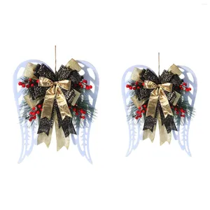 Fleurs décoratives couronne de Noël Garland Hanger Bow Angel Wing Decorations