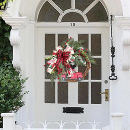 Fleurs décoratives couronne de Noël décorations suspendues garland green foliage voiture artificiel pendentif mariage de la porte d'entrée de la porte d'entrée
