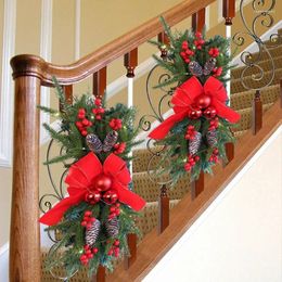 Fleurs décoratives couronne de noël guirlandes suspendues arc porte d'entrée escalier jardin arbre pendentif fête année décorations pour la maison goutte